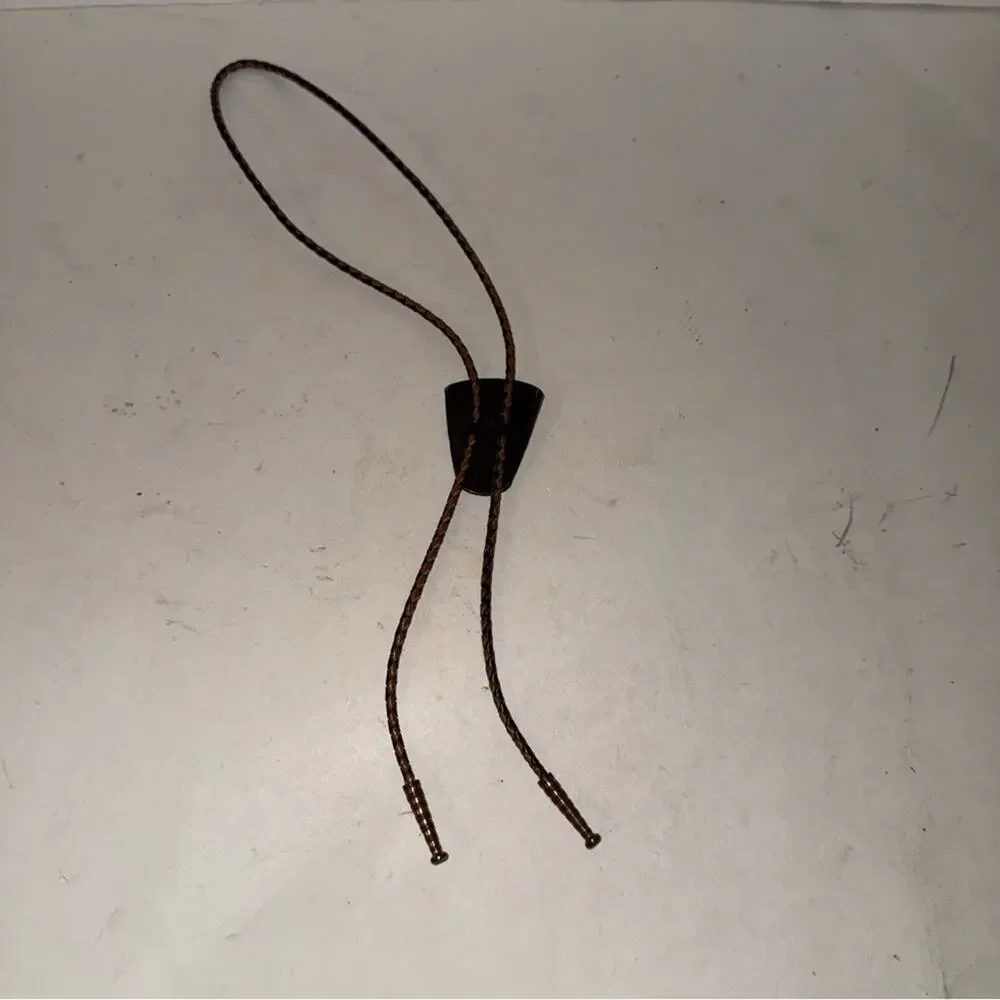 VINTAGE brass Brown Western native eagle Bolo Tie